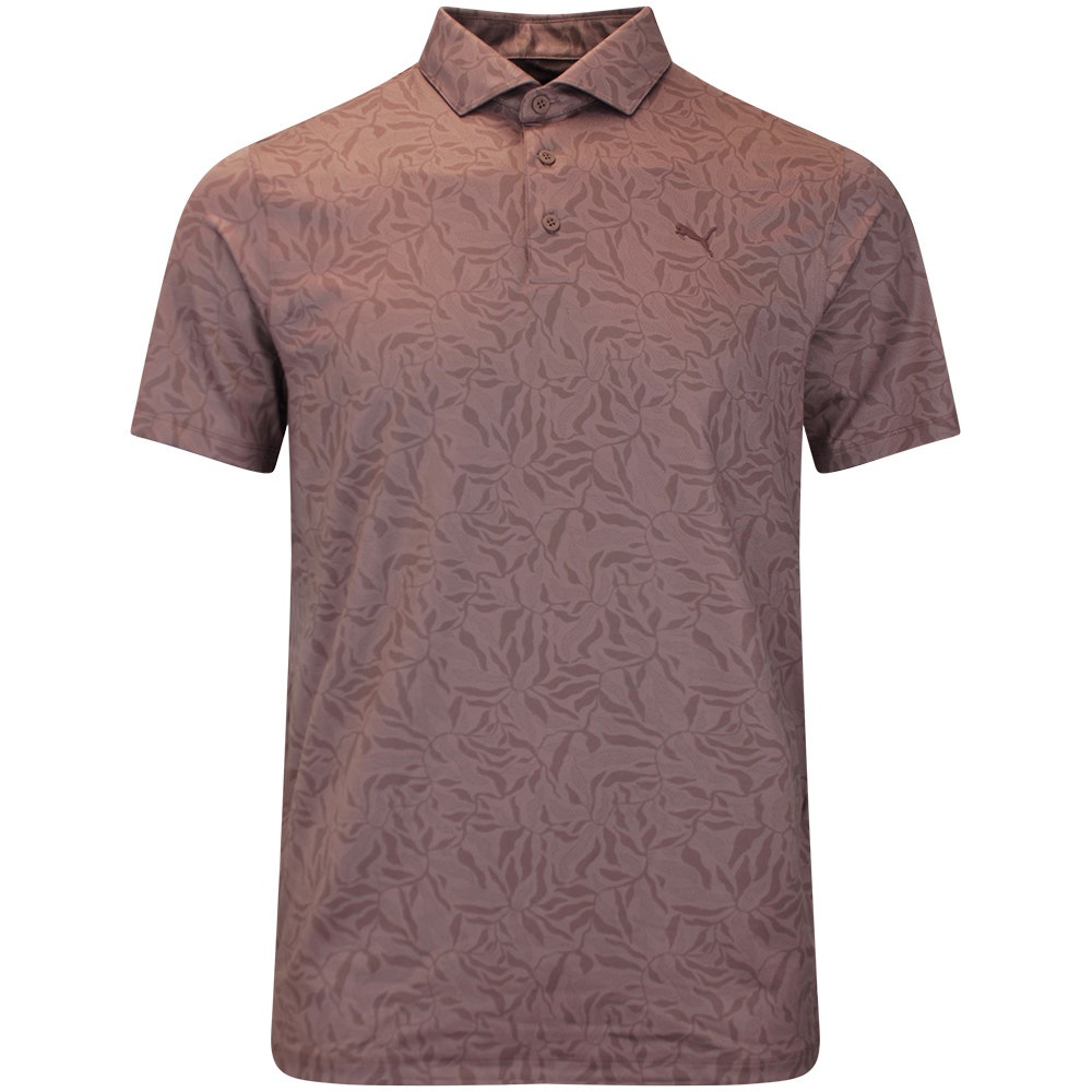 PUMA Golf Shirt - Cloudspun Marine Botanical Polo - Rich Cocoa AW26