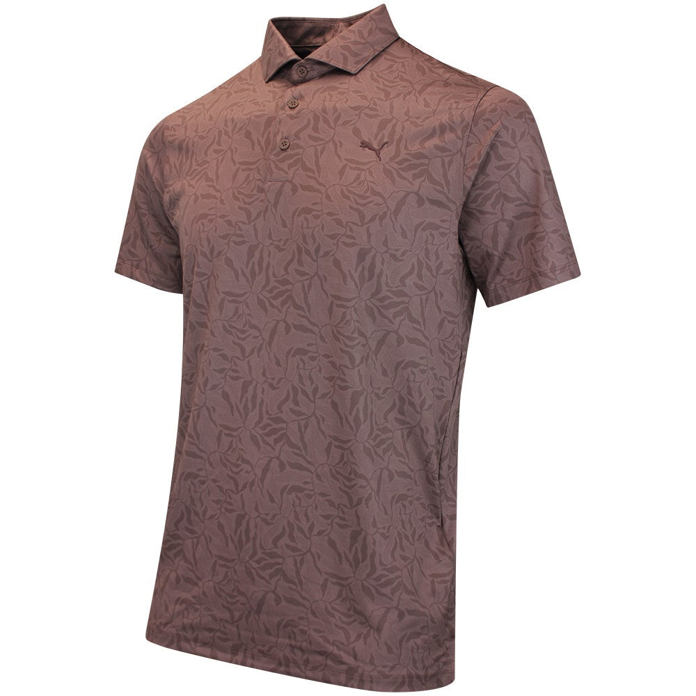 PUMA Golf Shirt - Cloudspun Marine Botanical Polo - Rich Cocoa AW26