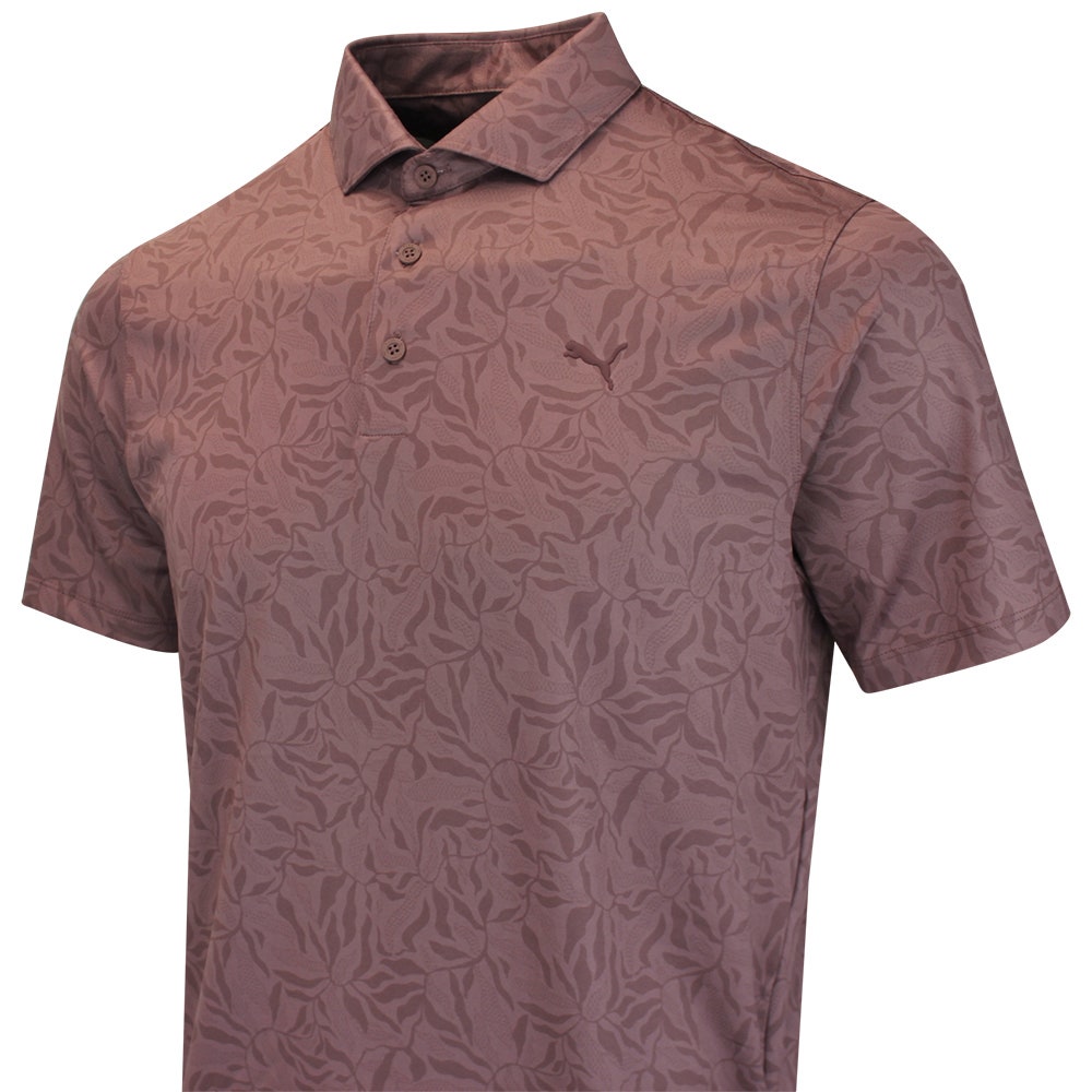 PUMA Golf Shirt - Cloudspun Marine Botanical Polo - Rich Cocoa AW26