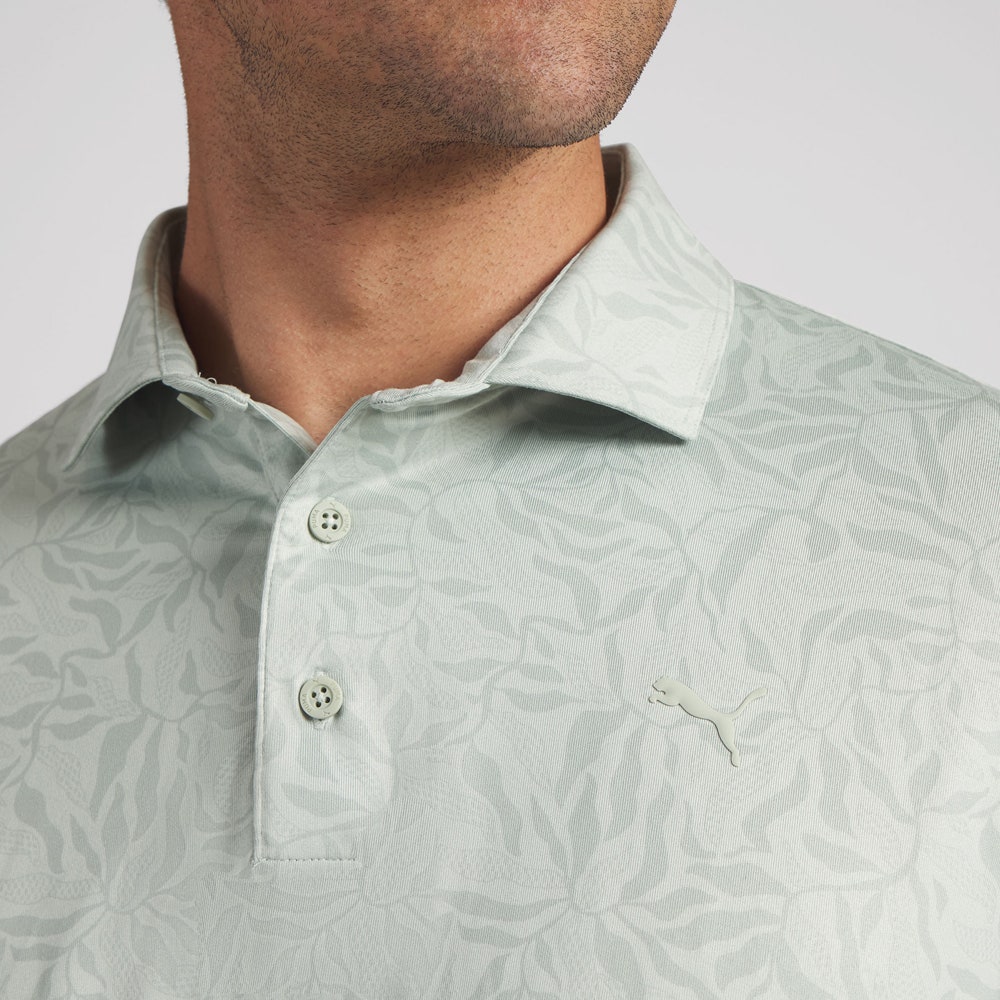 PUMA Golf Shirt - Cloudspun Marine Botanical Polo - Soft Grass AW26