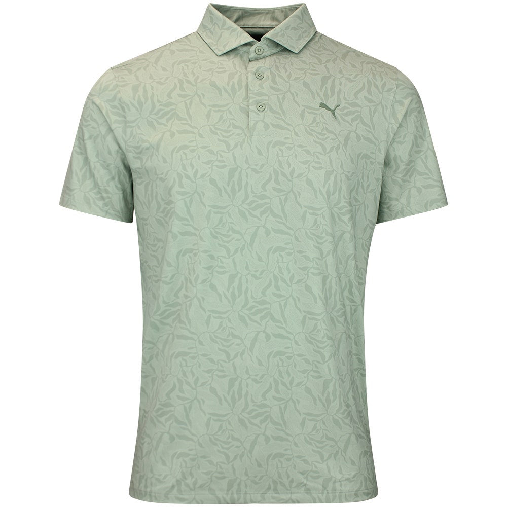 PUMA Golf Shirt - Cloudspun Marine Botanical Polo - Soft Grass AW26