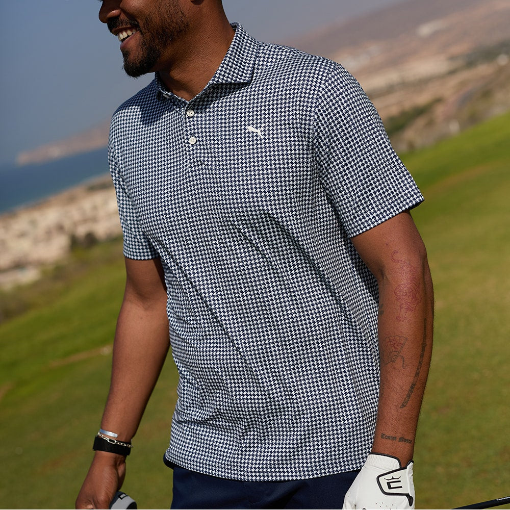 PUMA Golf Shirt - Cloudspun Mono Check Polo - Deep Navy SS26