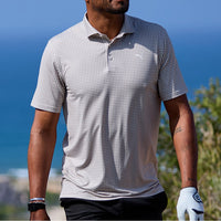 PUMA Golf Shirt - Cloudspun Mono Check Polo - Ice Coffee SS26