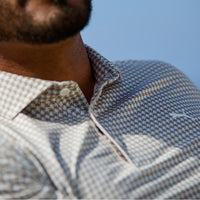 PUMA Golf Shirt - Cloudspun Mono Check Polo - Ice Coffee SS26