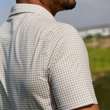 PUMA Golf Shirt - Cloudspun Mono Check Polo - Ice Coffee SS26
