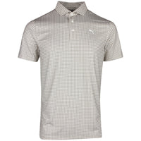 PUMA Golf Shirt - Cloudspun Mono Check Polo - Ice Coffee SS26