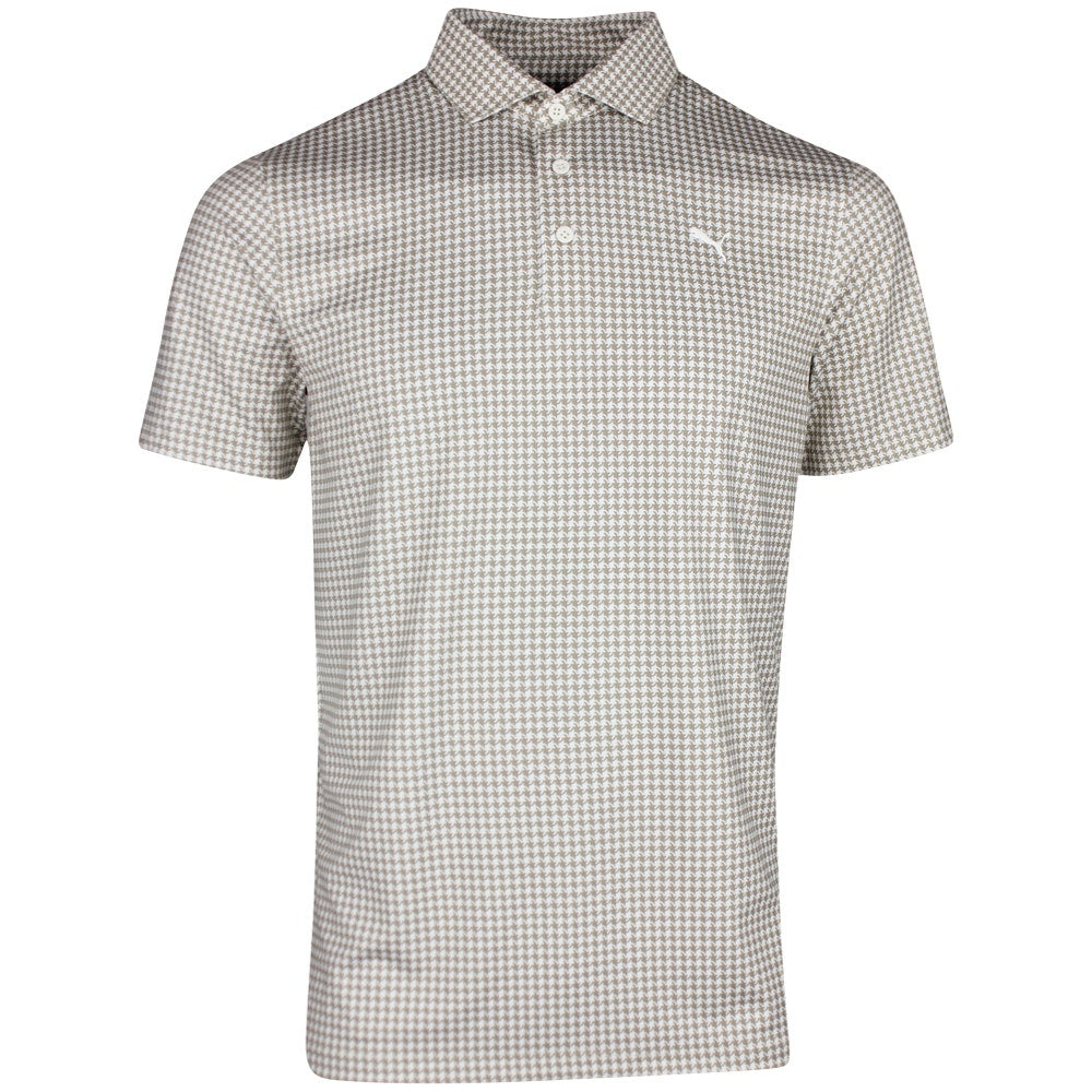 PUMA Golf Shirt - Cloudspun Mono Check Polo - Ice Coffee SS26