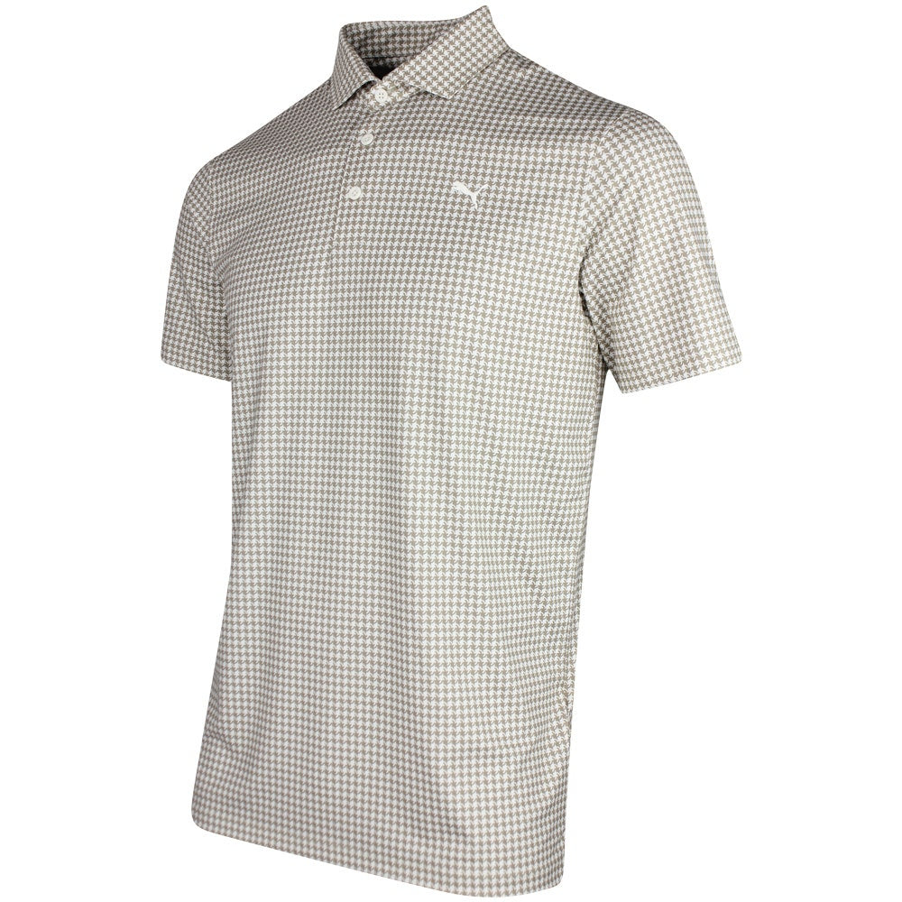 PUMA Golf Shirt - Cloudspun Mono Check Polo - Ice Coffee SS26