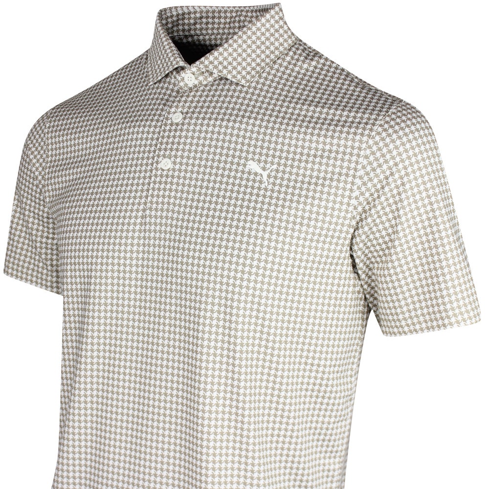 PUMA Golf Shirt - Cloudspun Mono Check Polo - Ice Coffee SS26