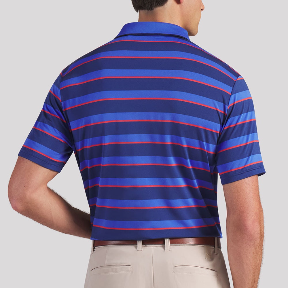PUMA Golf Shirt - Cloudspun Stripe Polo - Blue Jewel SS26