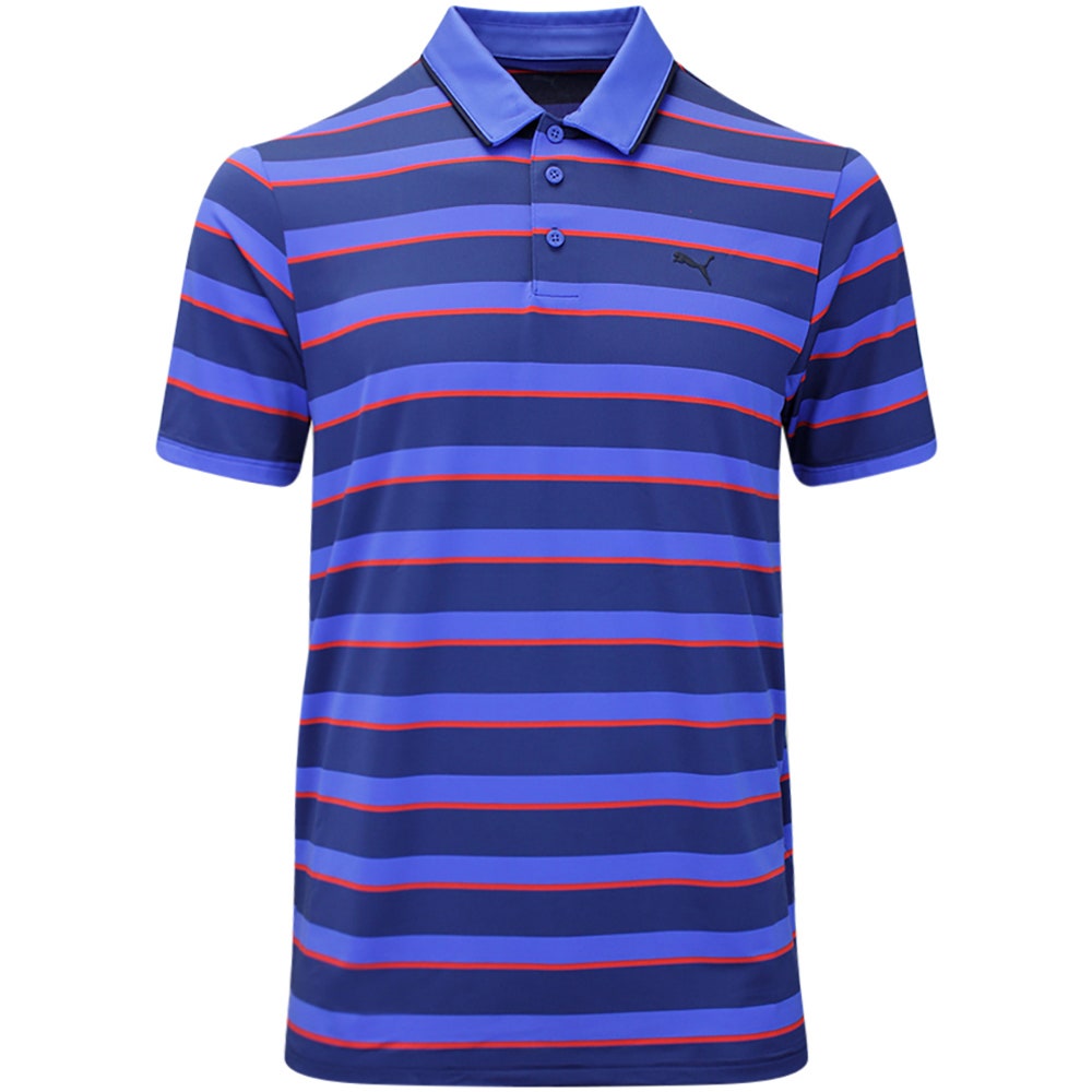PUMA Golf Shirt - Cloudspun Stripe Polo - Blue Jewel SS26