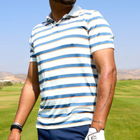 PUMA Golf Shirt - Cloudspun Stripe Polo - Dark Indigo SS26