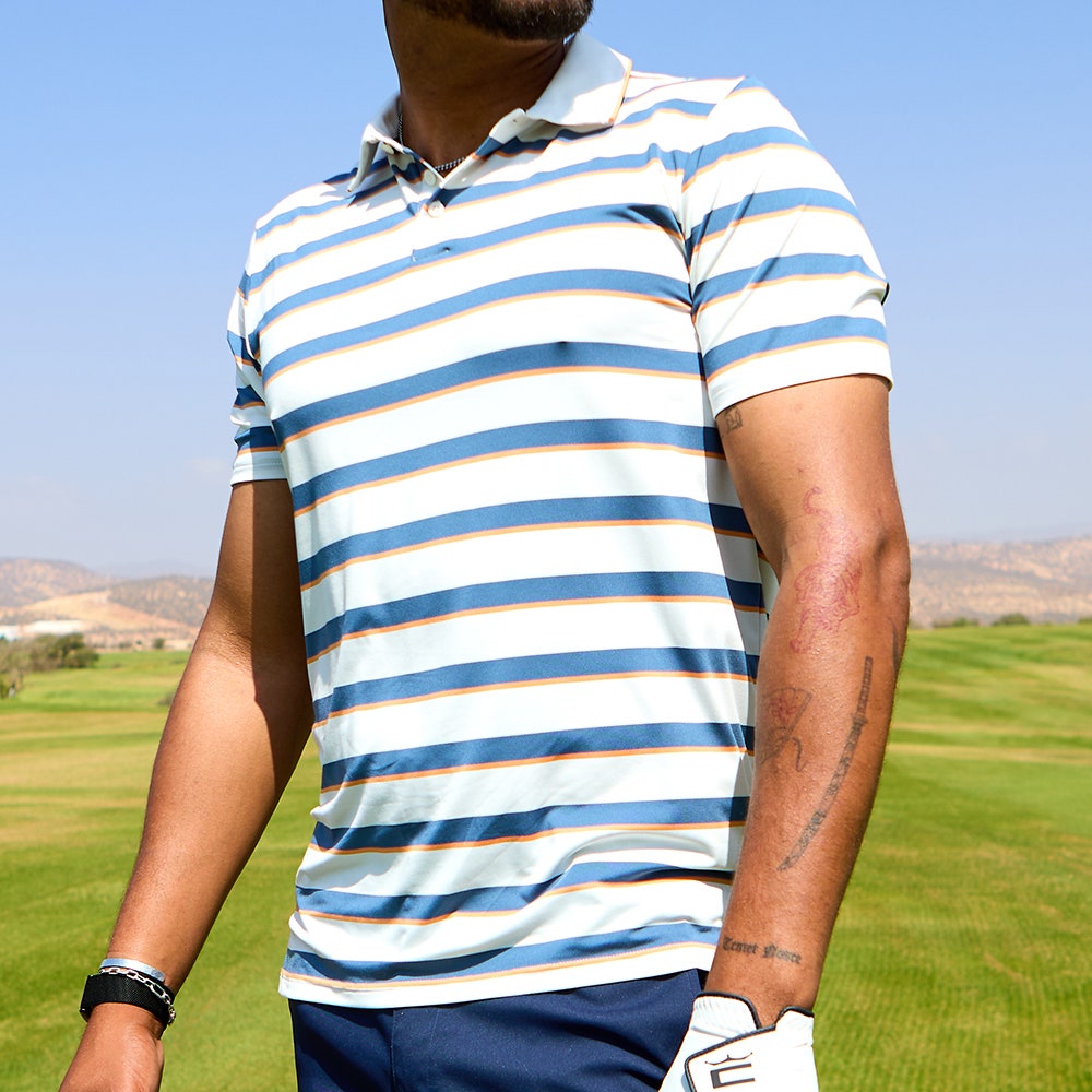 PUMA Golf Shirt - Cloudspun Stripe Polo - Dark Indigo SS26