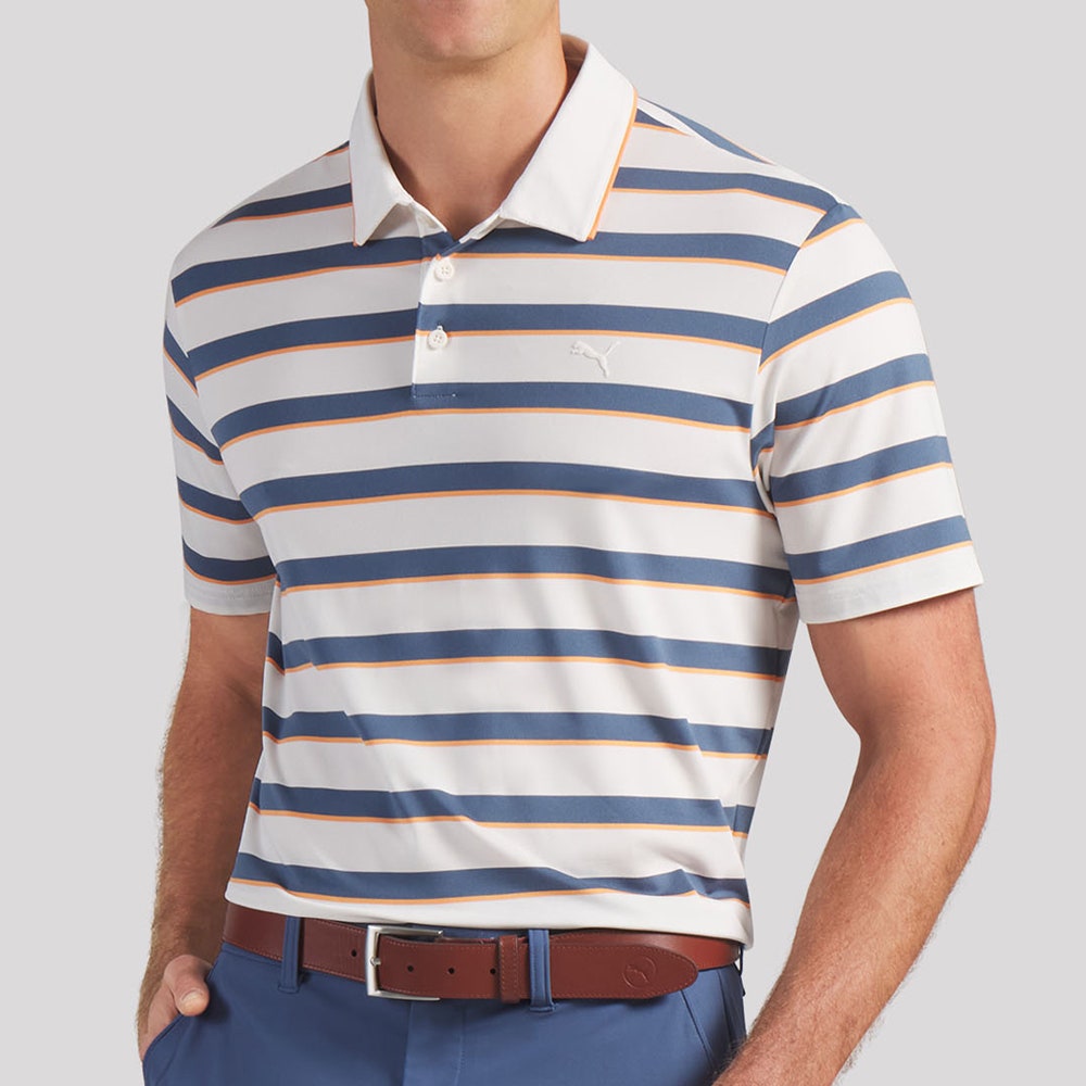 PUMA Golf Shirt - Cloudspun Stripe Polo - Dark Indigo SS26