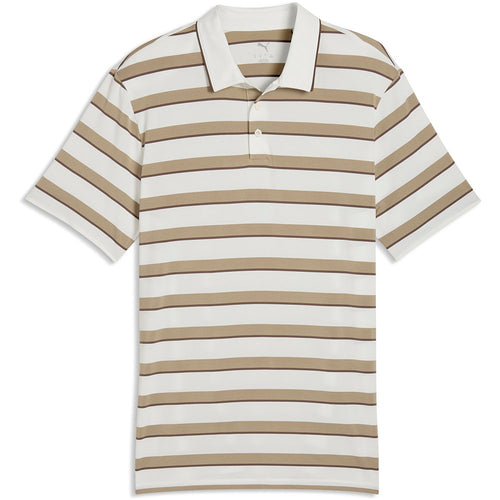 PUMA Golf Shirt - Cloudspun Stripe Polo - Ice Coffee SS26