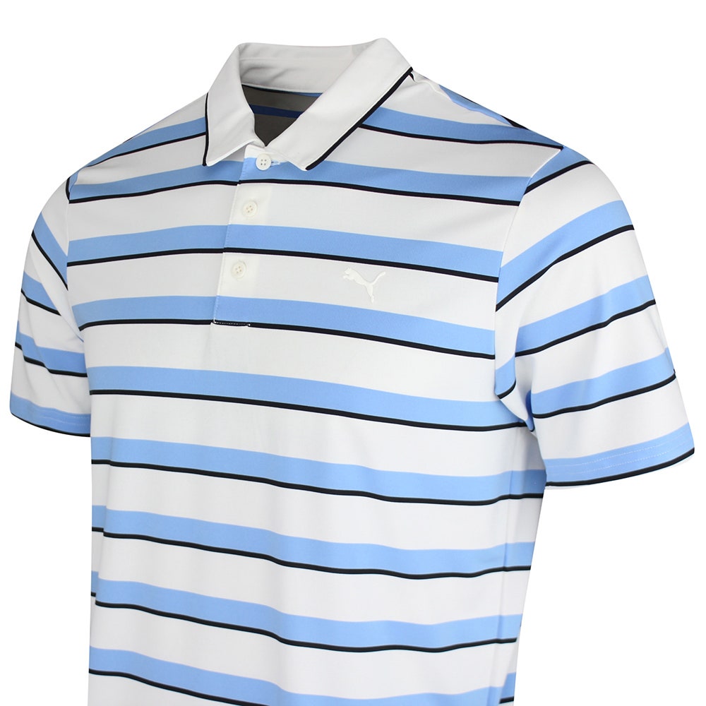 PUMA Golf Shirt - Cloudspun Stripe Polo - Team Light Blue SS26