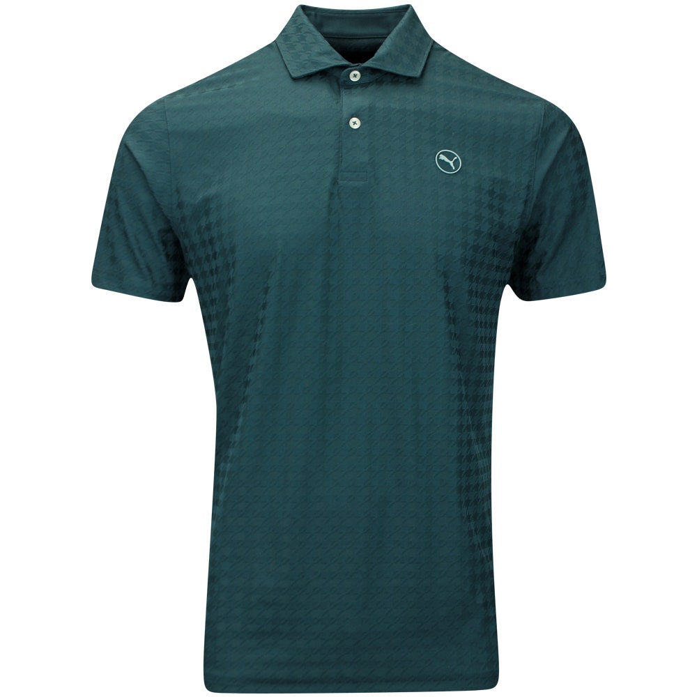 PUMA Golf Shirt - Mattr Houndstooth Polo - Green Terrain AW25
