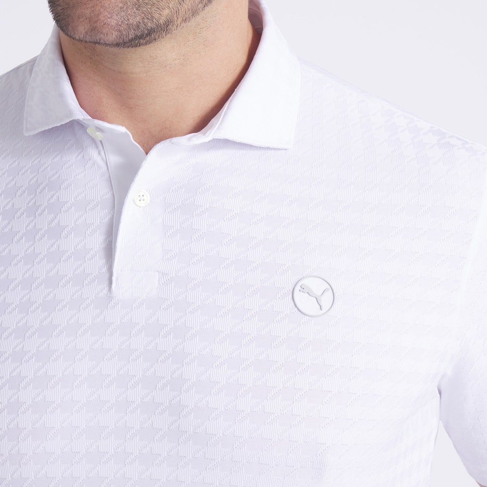 PUMA Golf Shirt - Mattr Houndstooth Polo - White Glow AW25