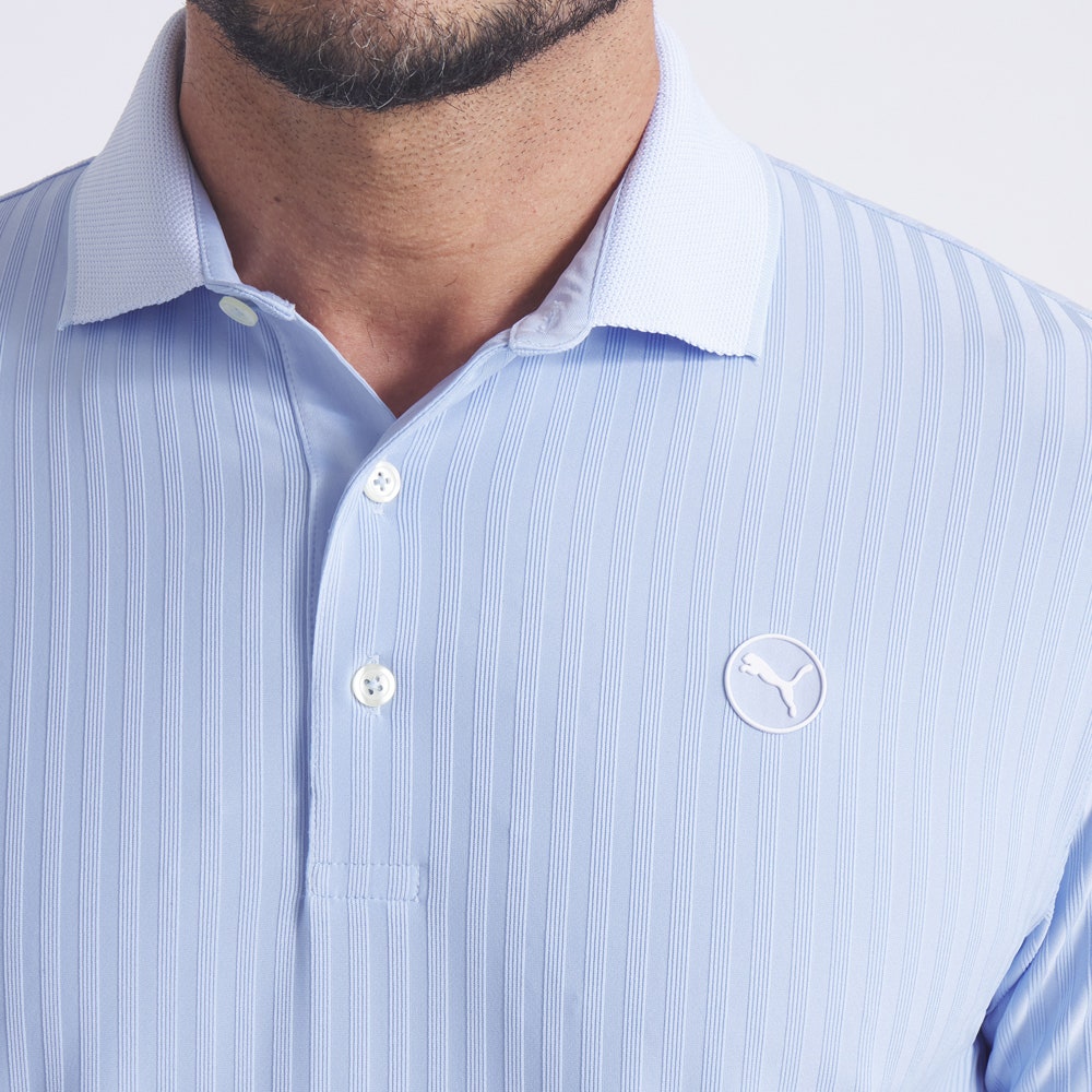 PUMA Golf Shirt - Mattr Stripe Jacquard Polo - Haute Tropic AW25