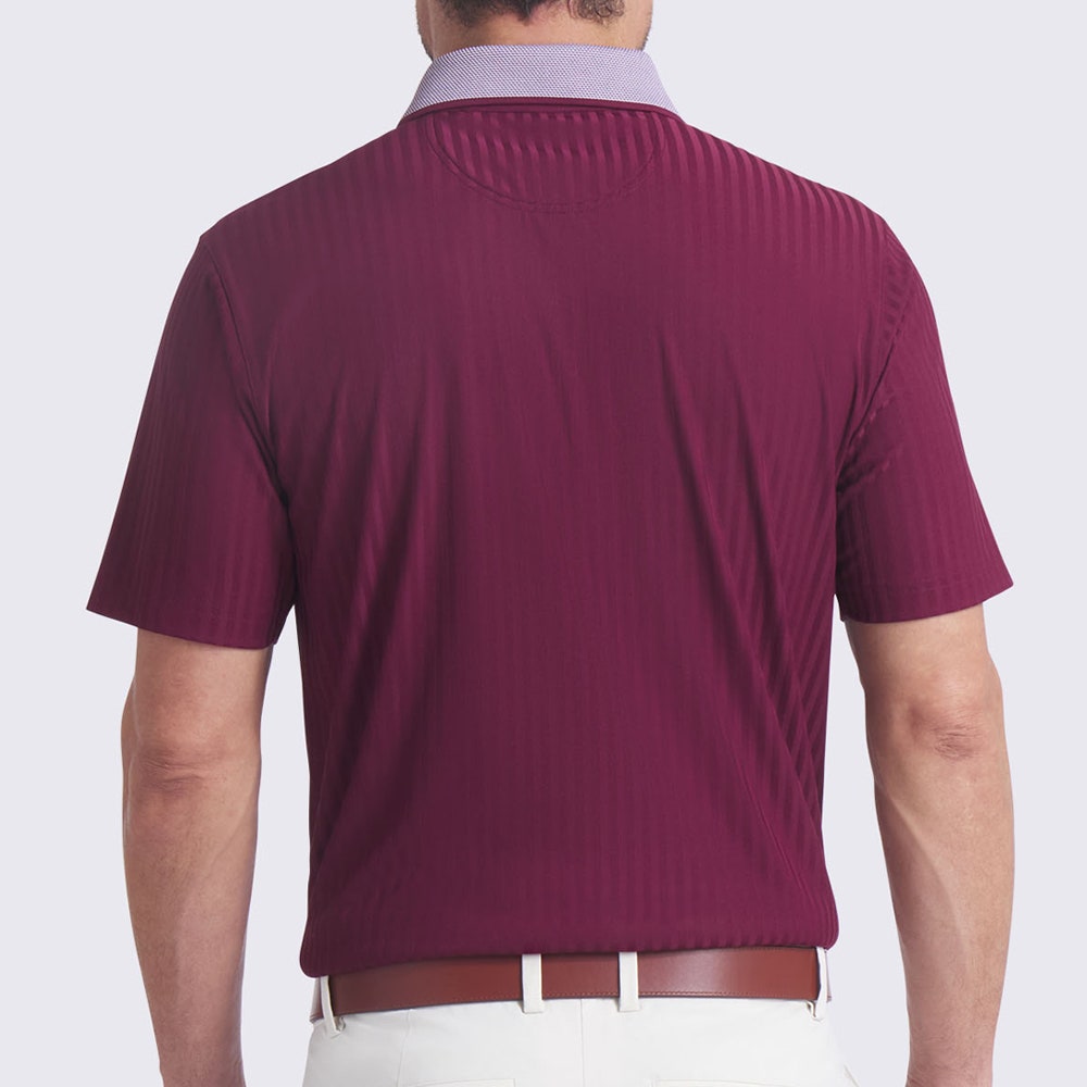 PUMA Golf Shirt - Mattr Stripe Jacquard Polo - Ruby Shimmer AW25