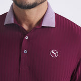 PUMA Golf Shirt - Mattr Stripe Jacquard Polo - Ruby Shimmer AW25
