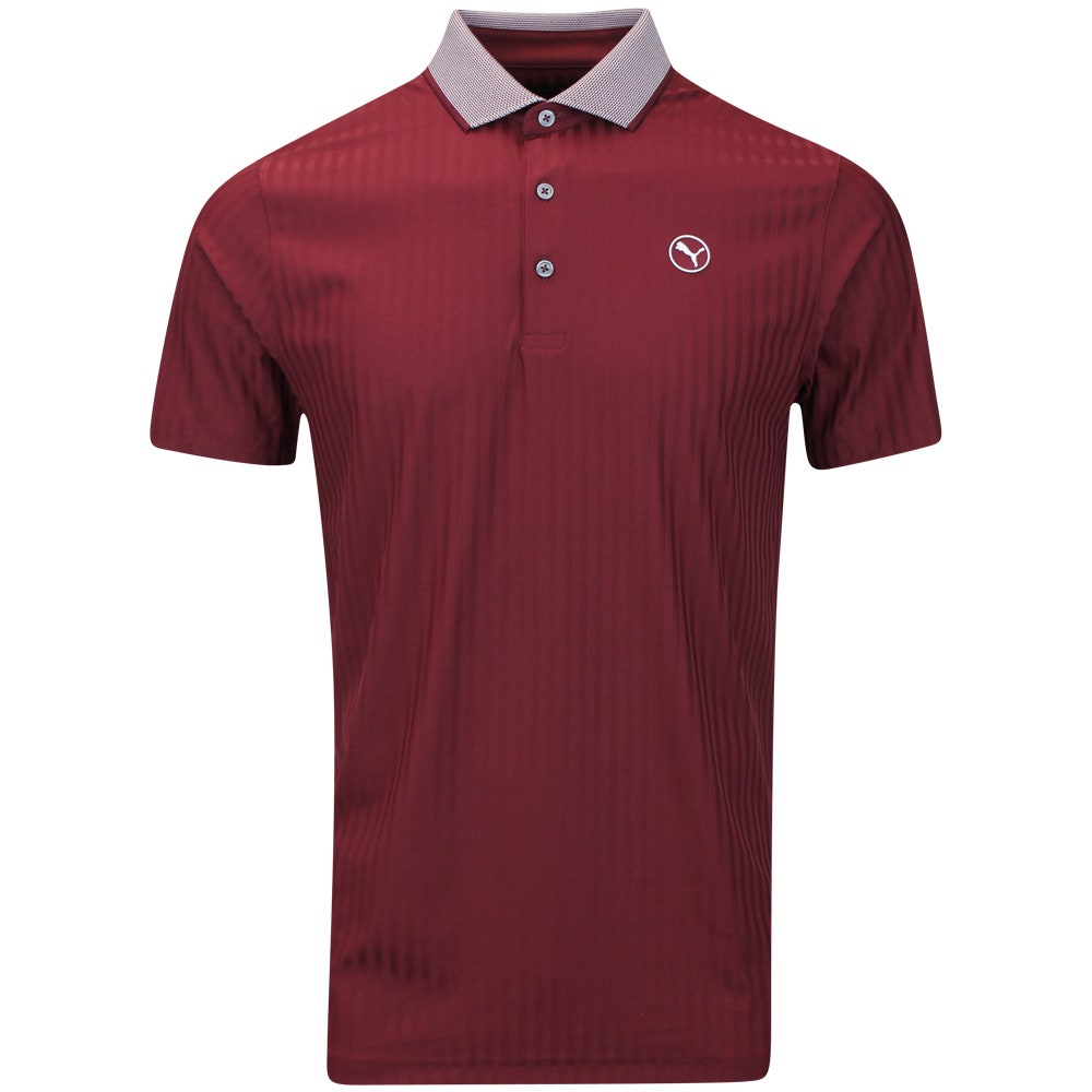 PUMA Golf Shirt - Mattr Stripe Jacquard Polo - Ruby Shimmer AW25
