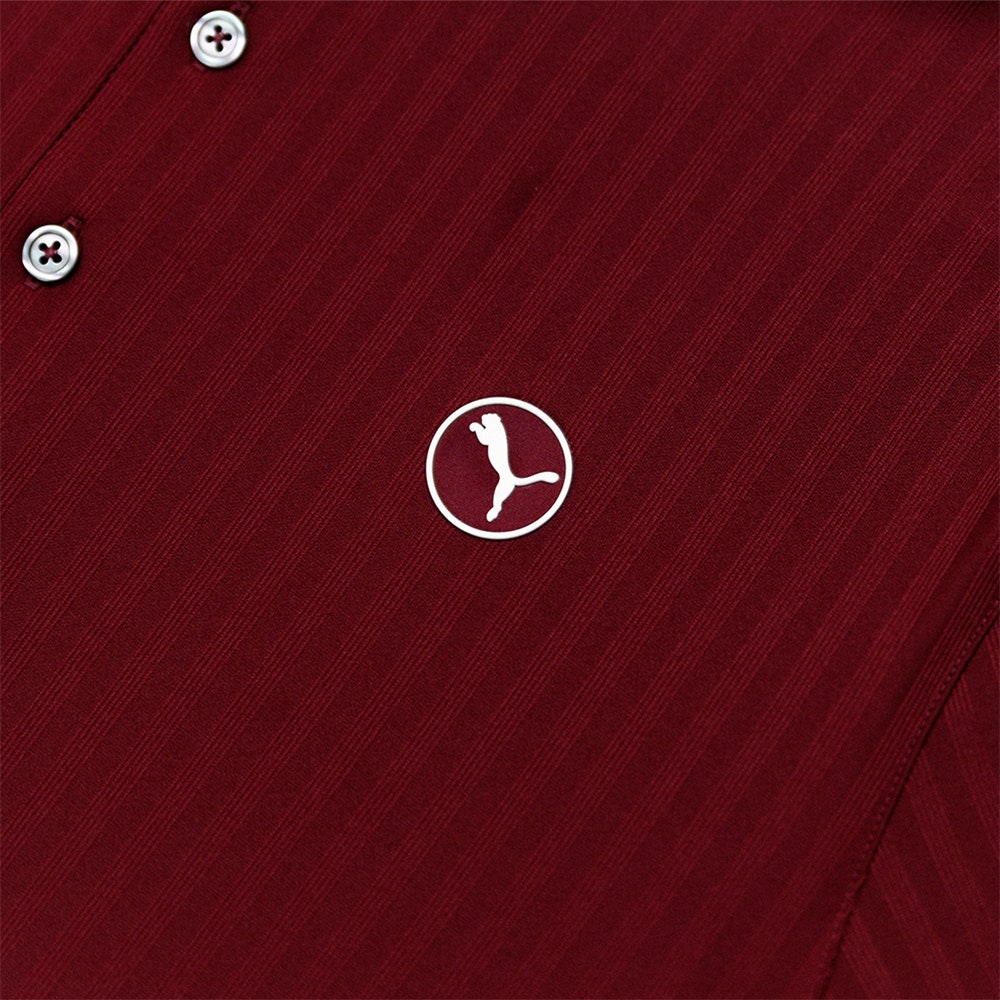 PUMA Golf Shirt - Mattr Stripe Jacquard Polo - Ruby Shimmer AW25