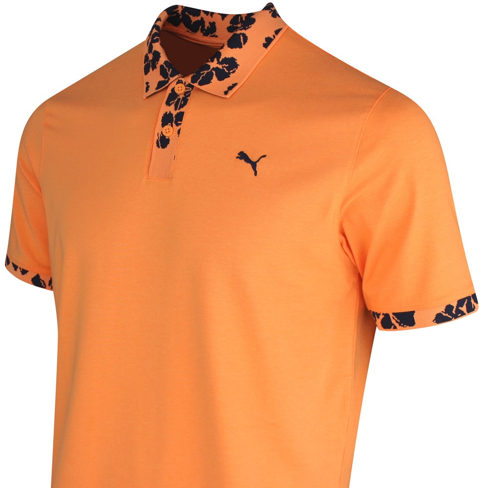 PUMA Golf Shirt - Modalon Floral Rib Polo - Melon Glow SS26