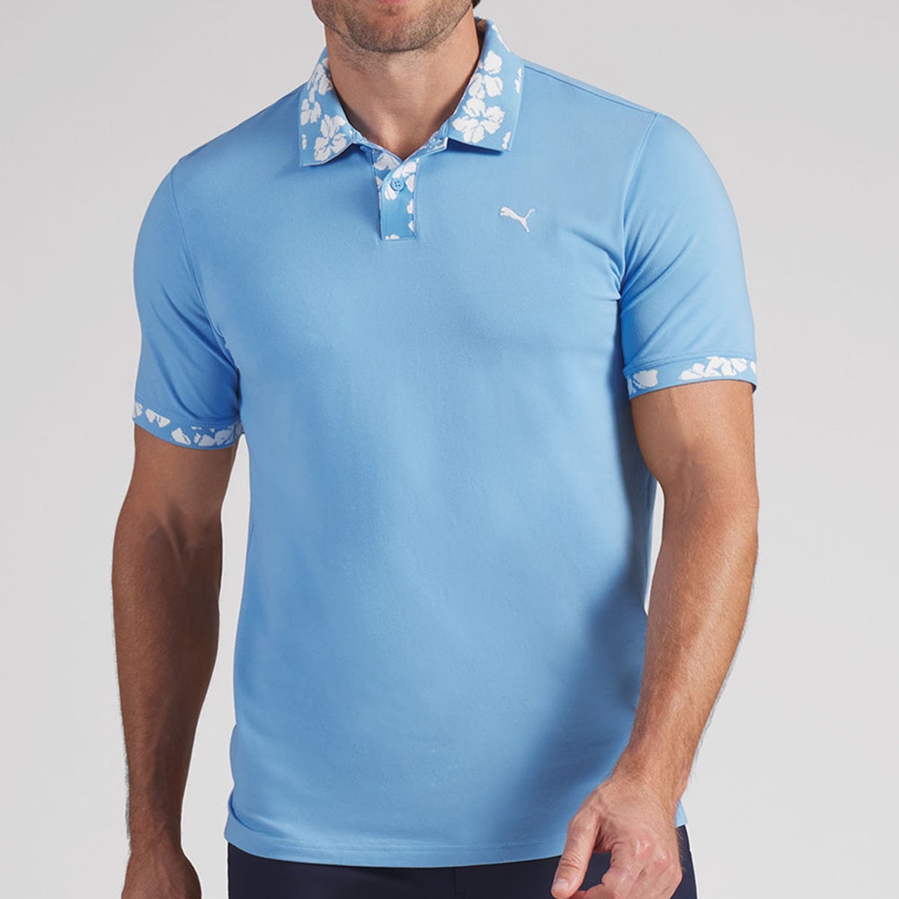 PUMA Golf Shirt - Modalon Floral Rib Polo - Team Light Blue SS26