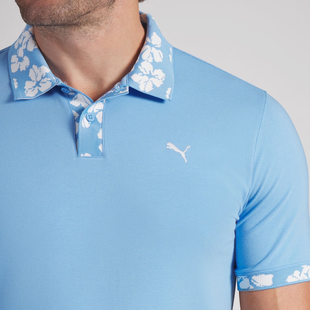 PUMA Golf Shirt - Modalon Floral Rib Polo - Team Light Blue SS26