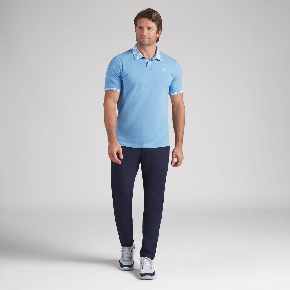 PUMA Golf Shirt - Modalon Floral Rib Polo - Team Light Blue SS26