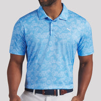PUMA Golf Shirt - Pure 2.0 Floral Polo - Team Light Blue SS26
