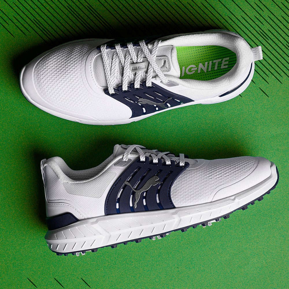 PUMA Golf Shoes - Ignite Elevate 2 Tour - White - Navy SS25