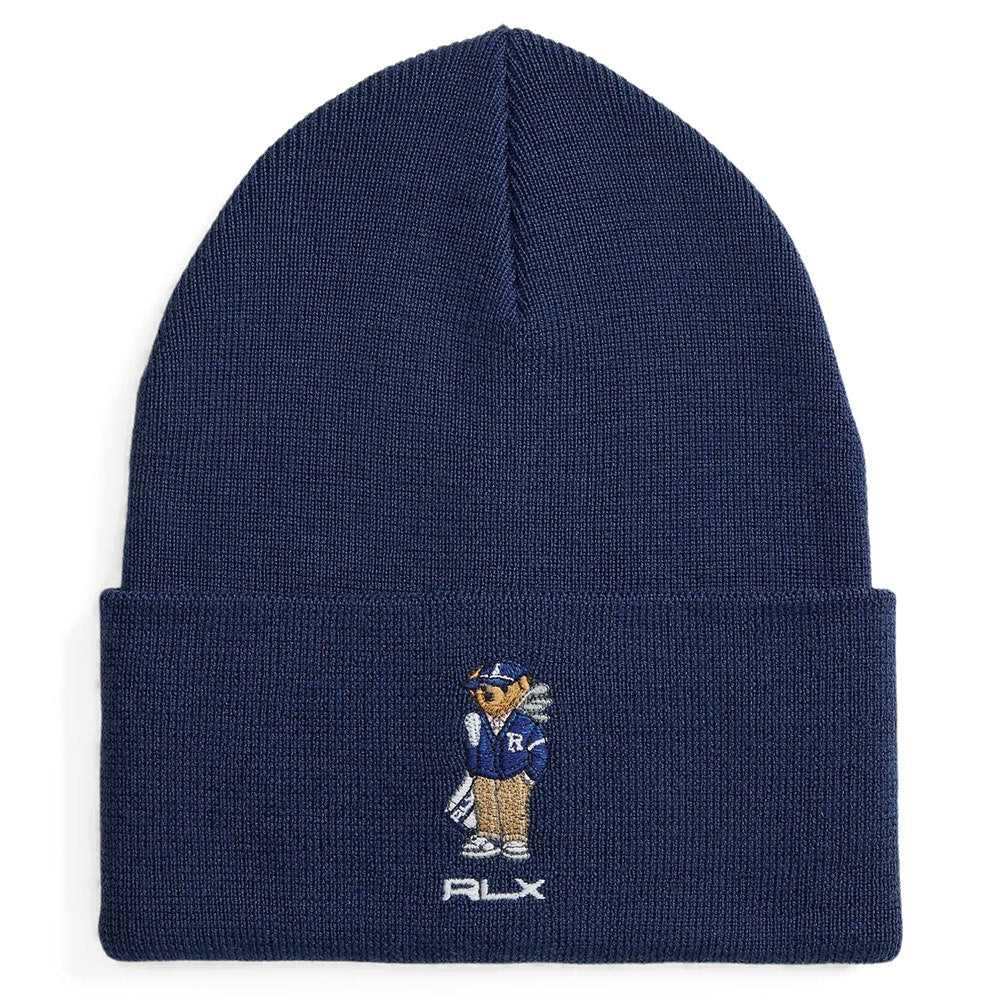 RLX Golf Beanie - Bear Logo Merino - Refined Navy FA25