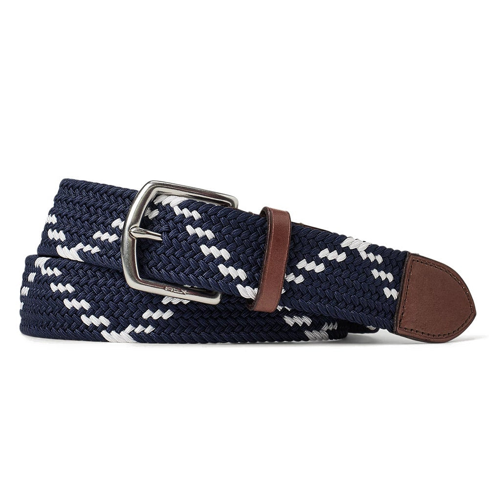 RLX Golf Belt - Braided Stretch - Navy - White SS26