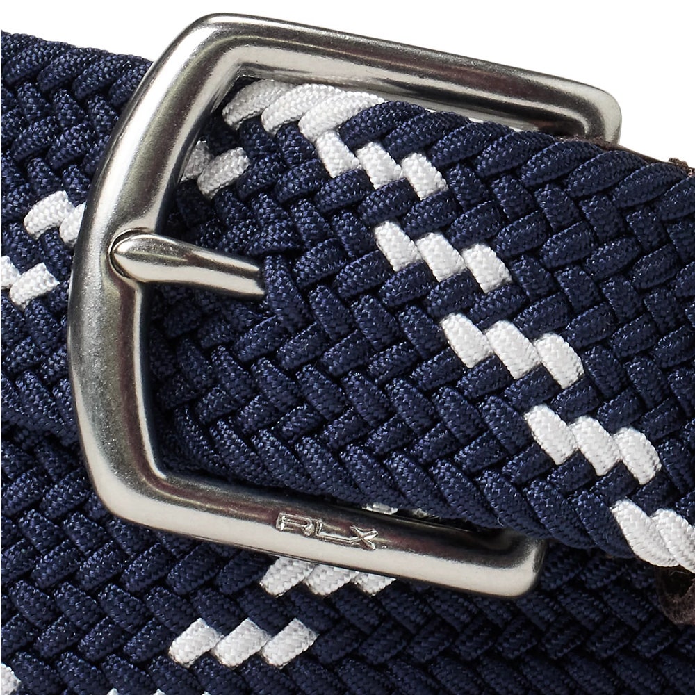 RLX Golf Belt - Braided Stretch - Navy - White SS26