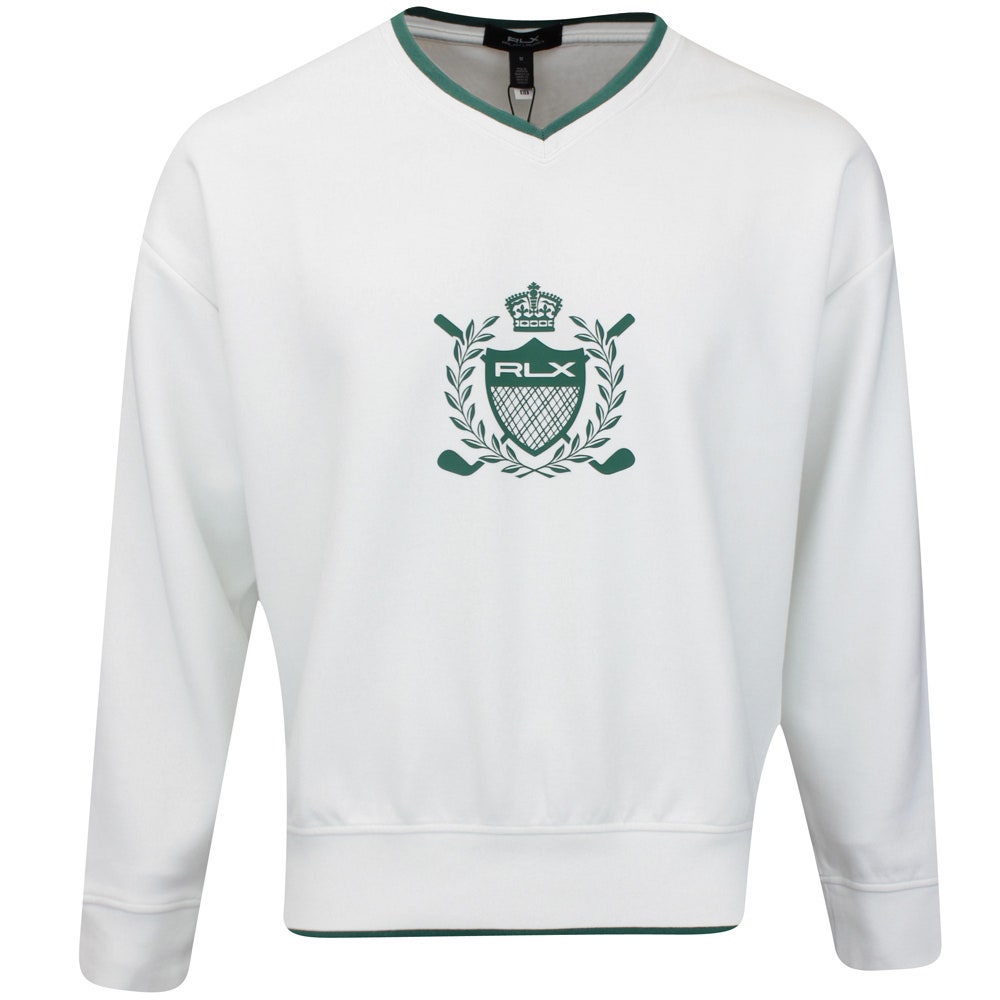 RLX Golf Jumper - Double Knit Tech V Neck - Ceramic White SS25
