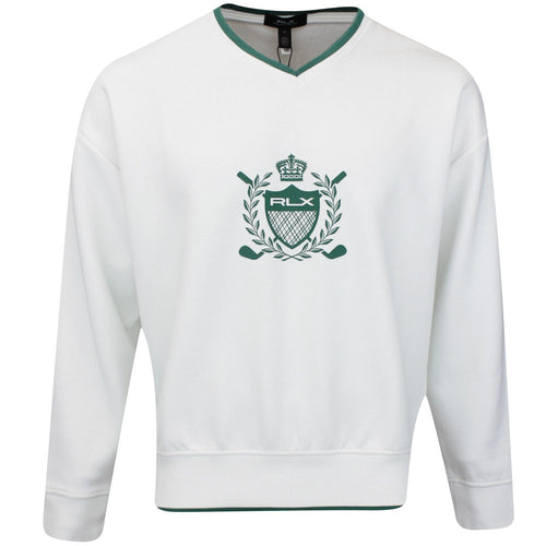 RLX Golf Jumper - Double Knit Tech V Neck - Ceramic White SS25