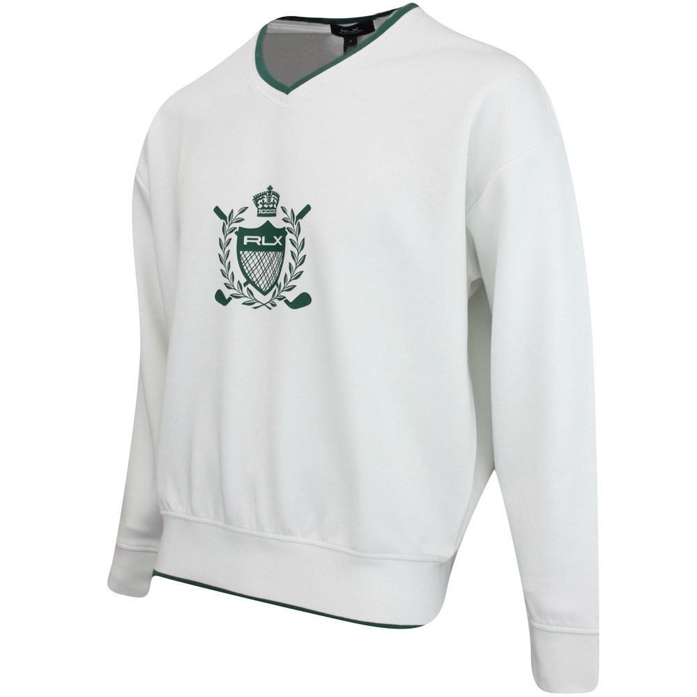 RLX Golf Jumper - Double Knit Tech V Neck - Ceramic White SS25