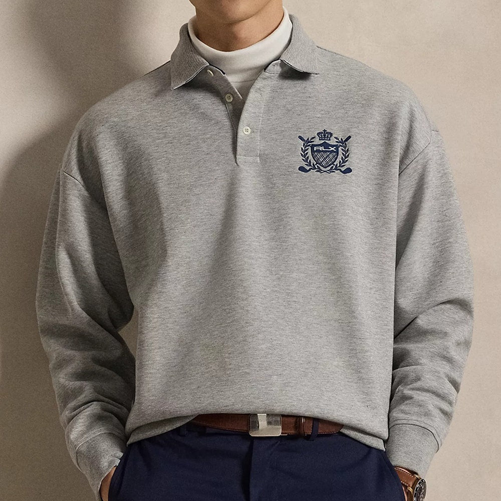 RLX Golf Jumper - Heavyweight Sweater Polo - Andover Heather SS26