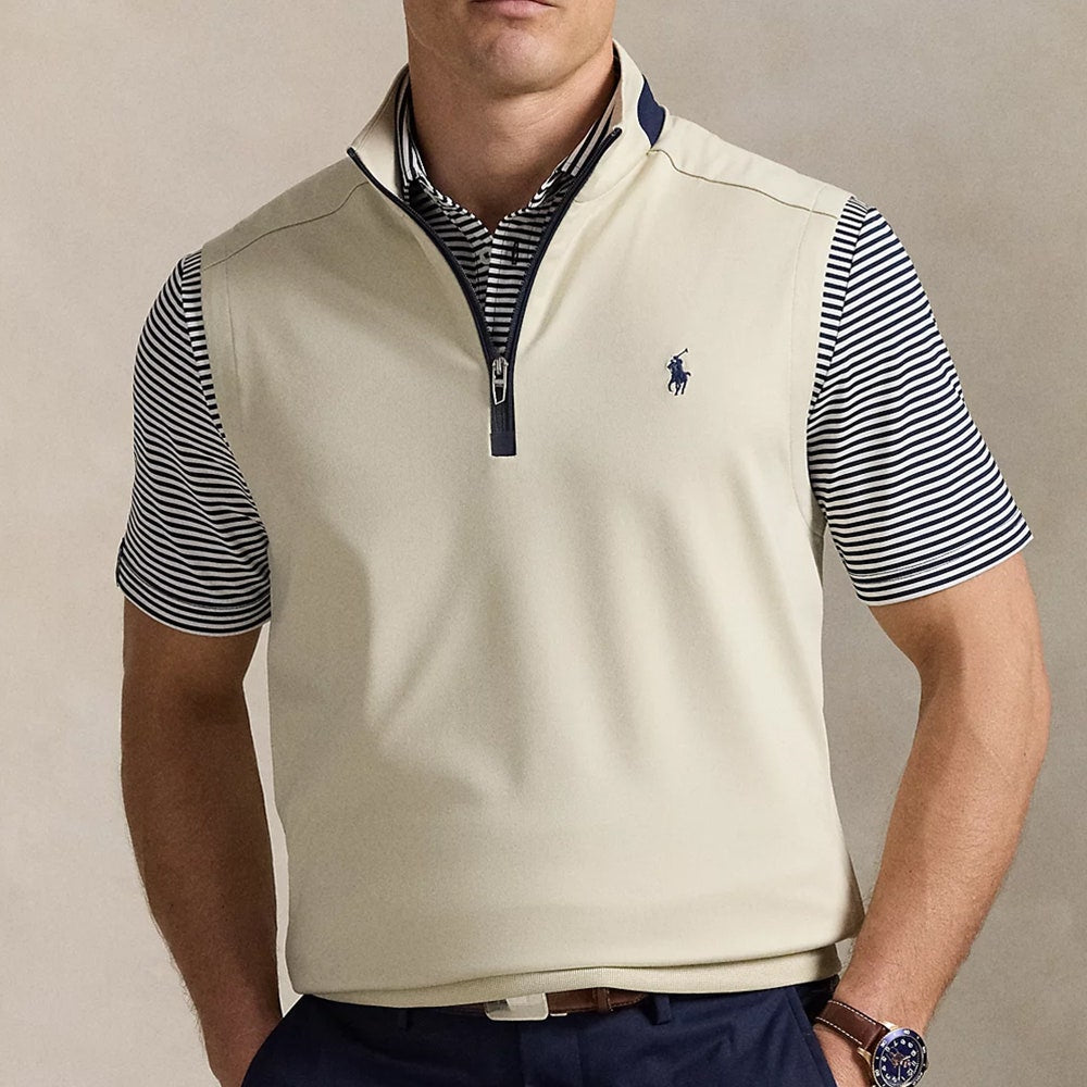 RLX Golf Jumper - Lux Performance QZ Vest - Basic Sand SS25