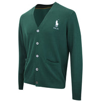 RLX Golf Jumper - RL Tour Pro Logo Cashmere Cardigan - Moss Agate SS26