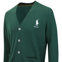 RLX Golf Jumper - RL Tour Pro Logo Cashmere Cardigan - Moss Agate SS26