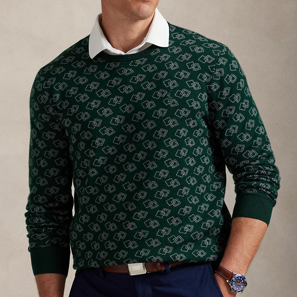 RLX Golf Pullover - CoolMax Merino Crew Neck - Green Multi FA25