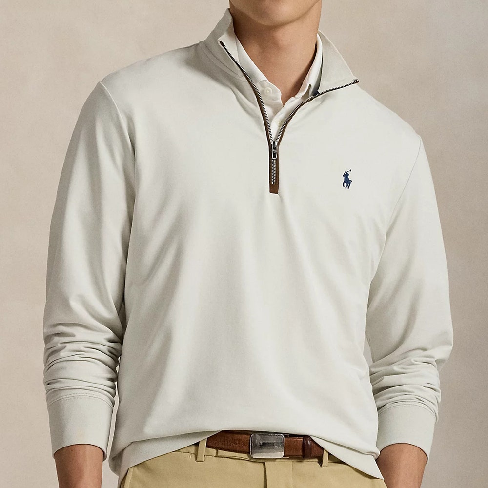 RLX Golf Pullover - Fine Guage Terry QZ - Stone Pebble FA25