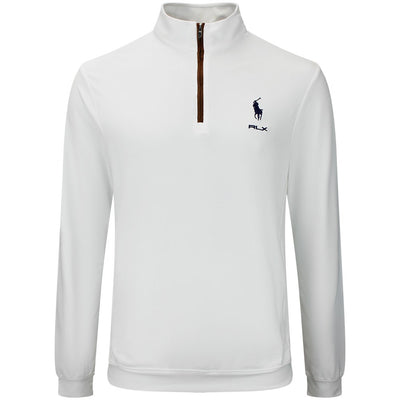 RLX Golf Pullover - RL Tour Pro Logo Heather QZ - Ceramic White AW26