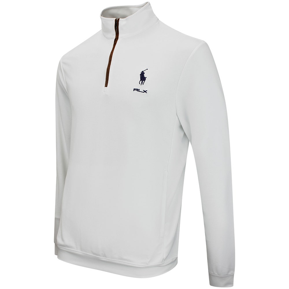 RLX Golf Pullover - RL Tour Pro Logo Heather QZ - Ceramic White AW26