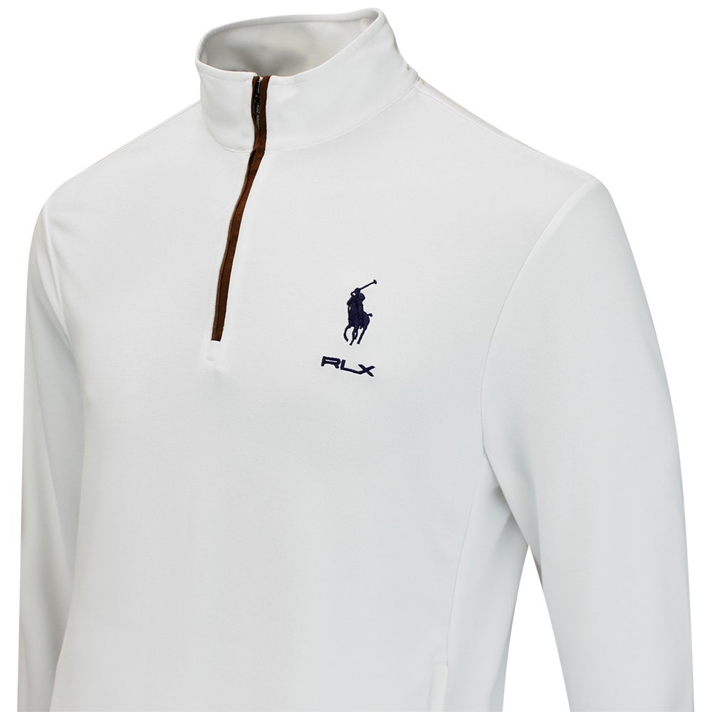 RLX Golf Pullover - RL Tour Pro Logo Heather QZ - Ceramic White AW26