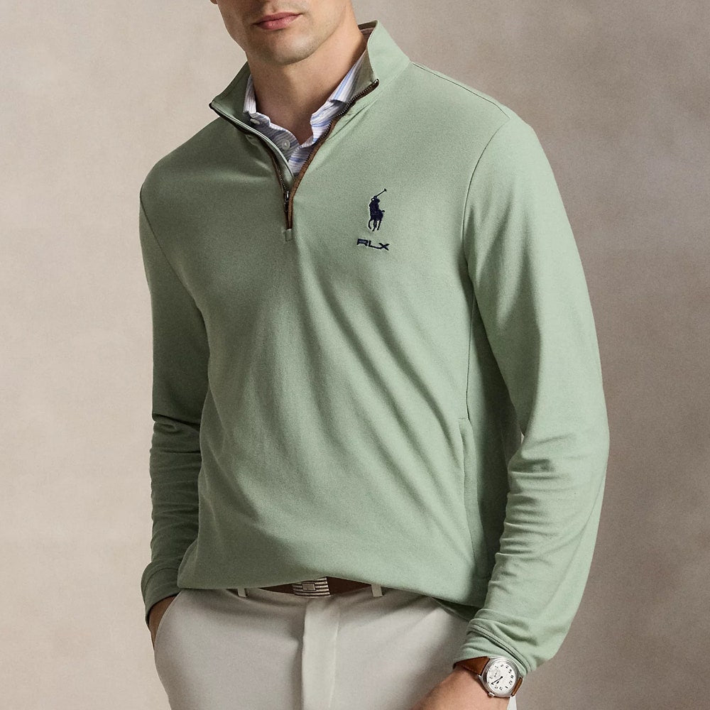 RLX Golf Pullover - RL Tour Pro Logo Heather QZ - Light Green AW26