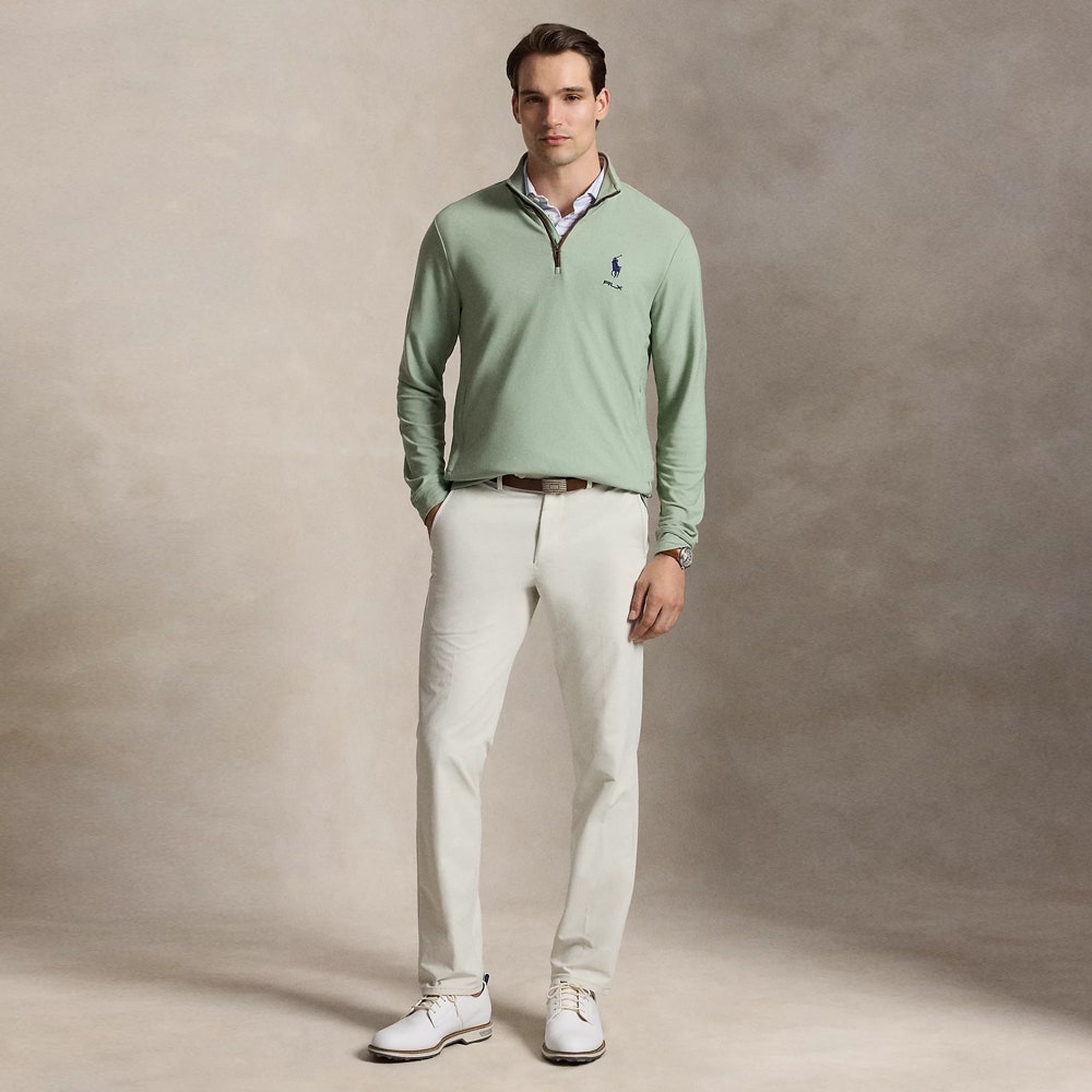 RLX Golf Pullover - RL Tour Pro Logo Heather QZ - Light Green AW26